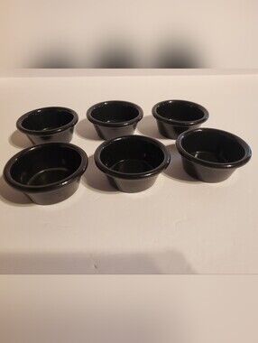 6 Black Dipping Sauce Cups,Smooth Melamine Ramekins